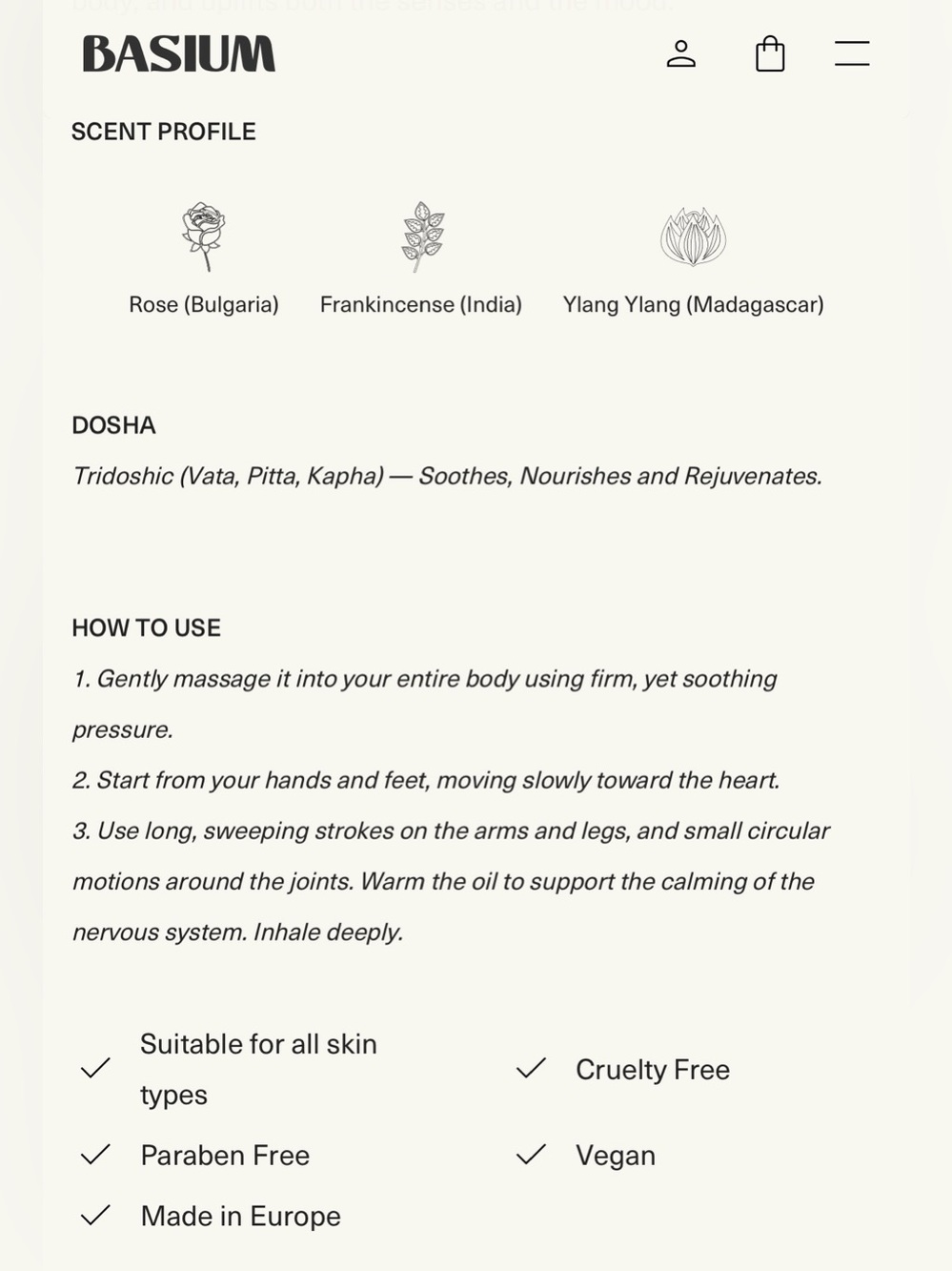 Basium Ayurvedic Body Oil Luce SOLD OUT - Picture 6 of 6